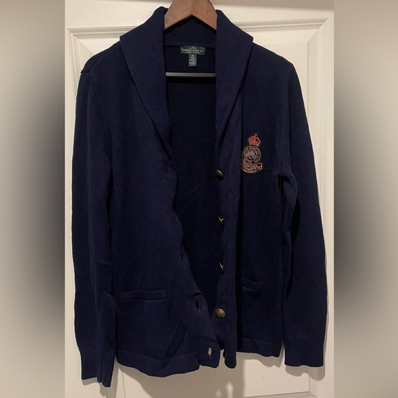 Lauren Ralph Lauren Knitted Cowl Neck Embroidered Cardigan 100% Cotton Size XL - Picture 4 of 10